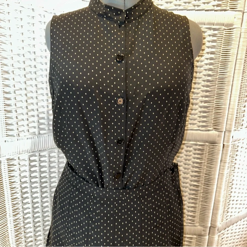 AKRIS punto Silk Polka Dot Sleeveless Dress size 12 - Picture 2 of 13